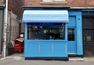 Blue painted frontage of No.3 in Sharrow Vale